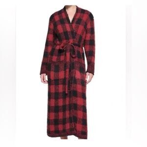 NWOT SKIMS Brick Buffalo check robe, long length, Unisex robe Kim Kardashian